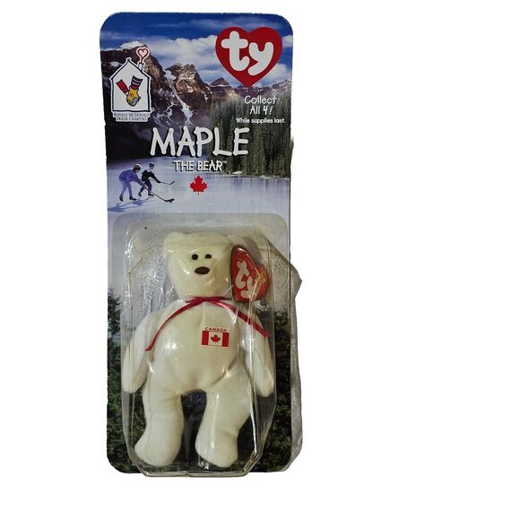 Vintage Maple the Bear TY Mini BEANIE Baby McDonald's TY 1997 3 TAG ERRORS Rare - Picture 2 of 6